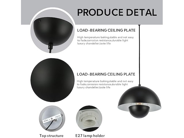 Sunllok moderne zwarte hanglamp - afbeelding 2 van  3