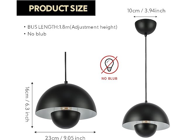 Sunllok moderne zwarte hanglamp - afbeelding 3 van  3