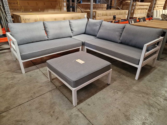 Suns - hoeklounge set barolo wit met kussens lichttgrijs - afbeelding 1 van  8