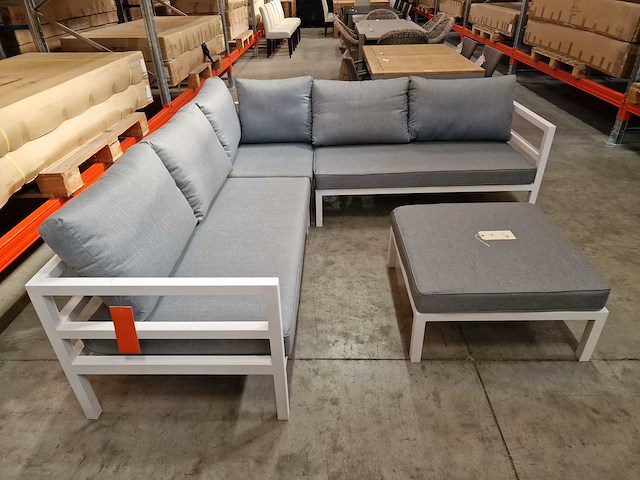 Suns - hoeklounge set barolo wit met kussens lichttgrijs - afbeelding 3 van  8