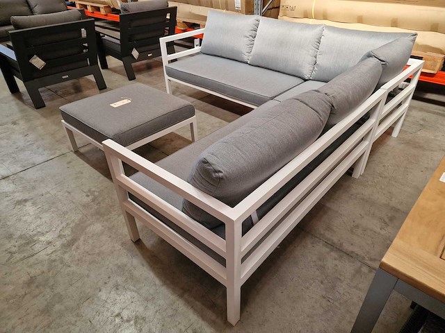 Suns - hoeklounge set barolo wit met kussens lichttgrijs - afbeelding 5 van  8