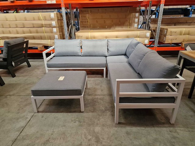 Suns - hoeklounge set barolo wit met kussens lichttgrijs - afbeelding 2 van  8