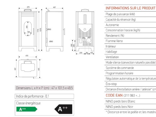 Supra nino pelletkachel supra nino houten poten - afbeelding 1 van  3