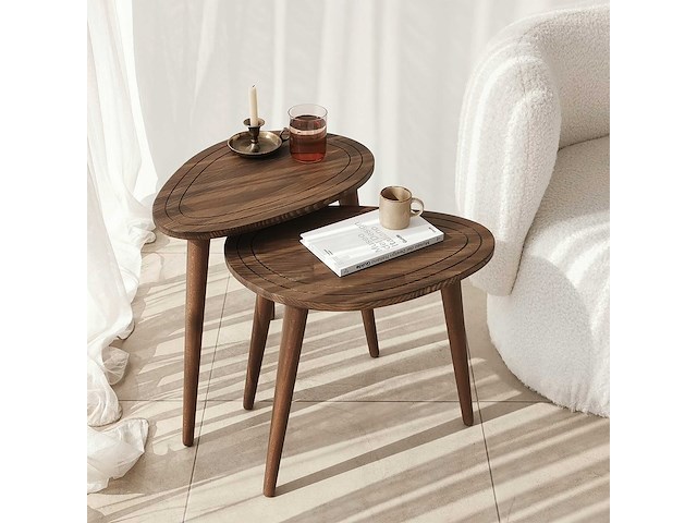 Sweet bijzettafel (2 stuks) | beukenhouten body | walnoot - afbeelding 1 van  7