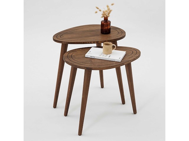 Sweet bijzettafel (2 stuks) | beukenhouten body | walnoot - afbeelding 6 van  7
