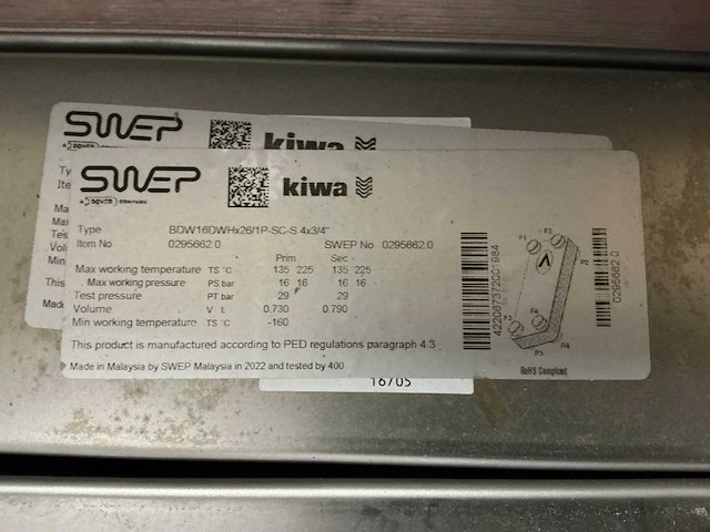 Swep kiwi bdw16dwhx40/1p-sc-s 4x3/4” warmte wisselaar (9x) - afbeelding 2 van  4