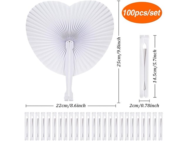 Sxuuxb waaiers voor bruiloft, 100 stuks - afbeelding 2 van  5