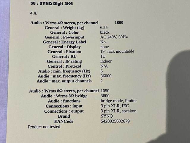 Synq digit 3k6 versterker - afbeelding 3 van  3