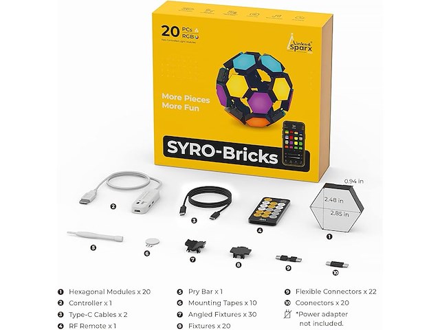 Syro-bricks 3d hexagon lights (20 stuks) - afbeelding 4 van  6