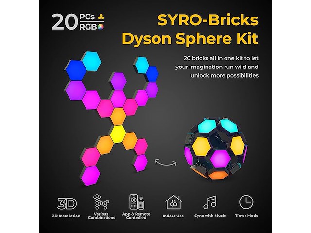 Syro-bricks 3d hexagon lights (20 stuks) - afbeelding 5 van  6