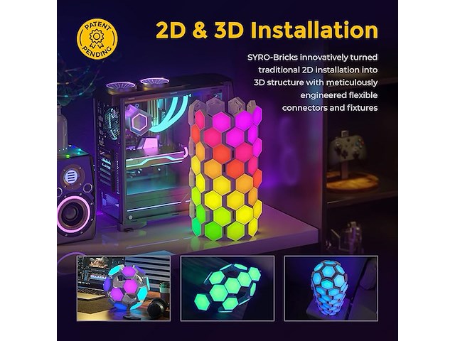Syro-bricks 3d hexagon lights (72 stuks) - afbeelding 2 van  7