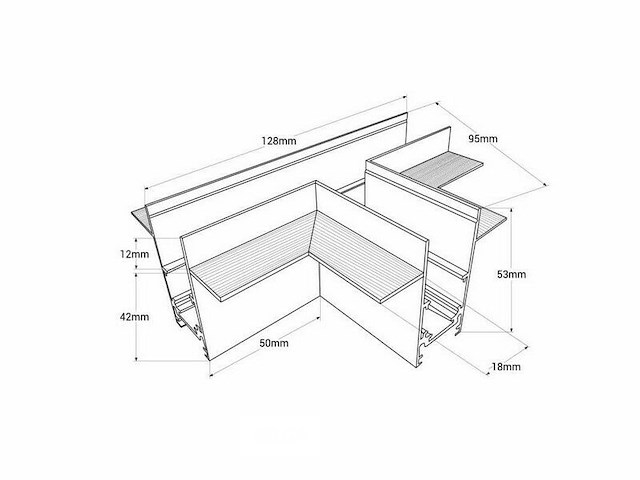 T-connector voor magnet rails inbouw iek 20 mm - horizontaal (x4) - afbeelding 4 van  5