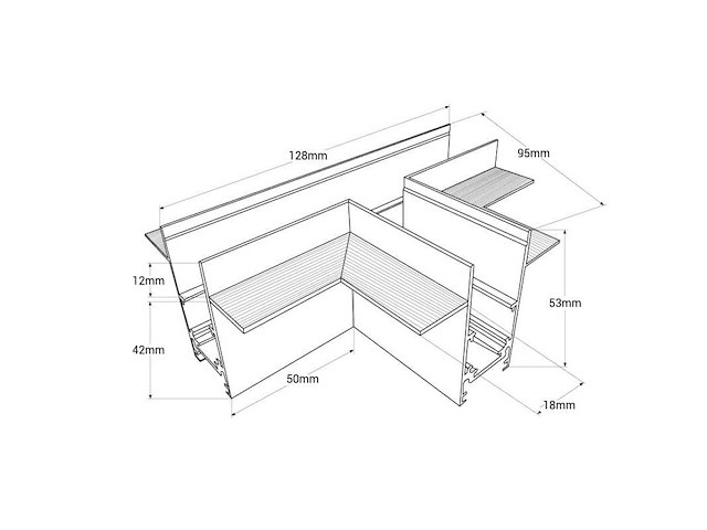 T-connector voor magnet railsinbouw iek 20 mm - horizontaal (x4) - afbeelding 3 van  4