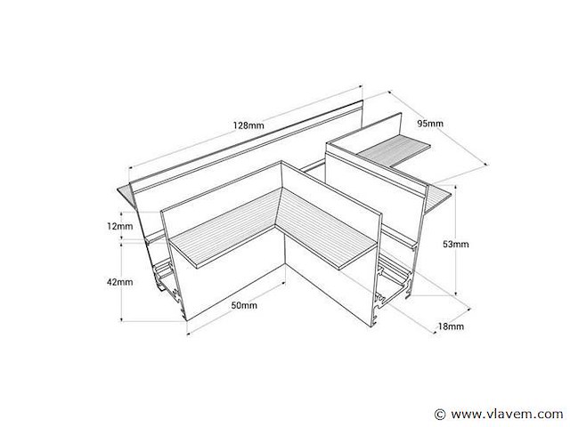 T-connector voor magnet railsinbouw iek 20 mm - horizontaal (x4) - afbeelding 3 van  4