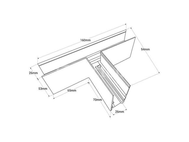 T connector voor opbouwmagnetische rails 20 mm - horizontaal (x4) - afbeelding 4 van  4