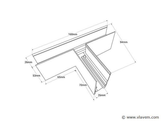 T connector voor opbouwmagnetische rails 20 mm . horizontaal (x4) - afbeelding 4 van  4