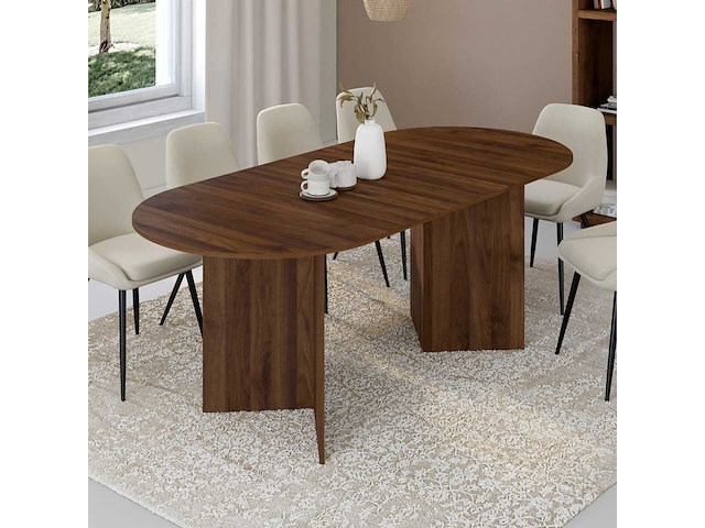 Table à manger extensible 160-200cm effet noyer - afbeelding 4 van  11