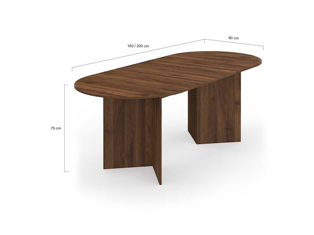 Table à manger extensible 160-200cm effet noyer - afbeelding 9 van  11