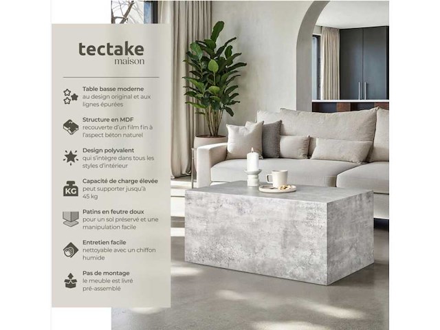 Table basse - aspect béton - afbeelding 3 van  4