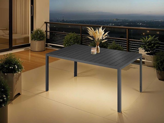 Table de jardin - 150 x 90 x 74,5 cm - noir - afbeelding 1 van  7
