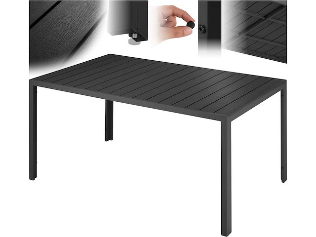 Table de jardin - 150 x 90 x 74,5 cm - noir - afbeelding 2 van  7