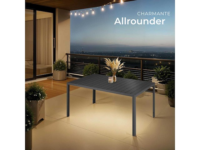 Table de jardin - 150 x 90 x 74,5 cm - noir - afbeelding 6 van  7