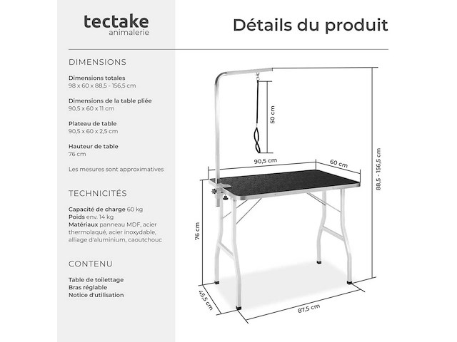 Table de toilettage noir/blanc - afbeelding 6 van  8