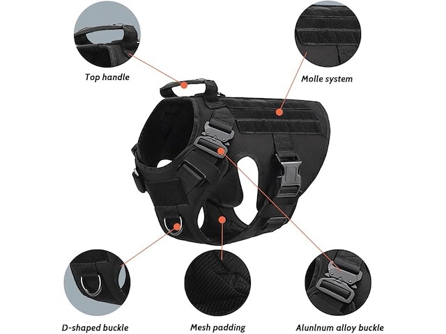 Tactisch hondenharnas xl zwart - afbeelding 2 van  3