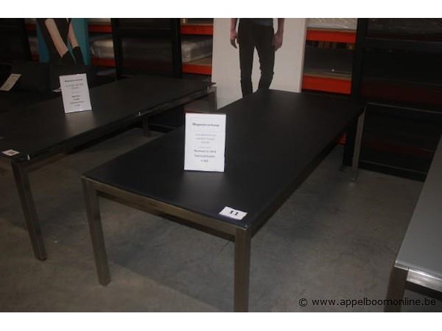 Tafel - tafelblad glas 10mm 220x100cm lichtgrijs | jumi tafelframe inox - afbeelding 1 van  2