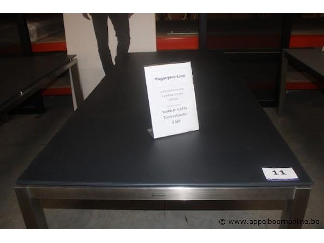 Tafel - tafelblad glas 10mm 220x100cm lichtgrijs | jumi tafelframe inox - afbeelding 2 van  2