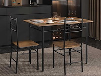 Tafel- en stoelenset voor 4 personen, rustiek bruin en zwart