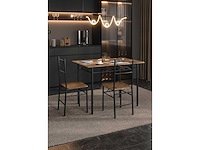 Tafel- en stoelenset voor 4 personen, rustiek bruin en zwart - afbeelding 3 van  10