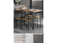 Tafel- en stoelenset voor 4 personen, rustiek bruin en zwart - afbeelding 5 van  10