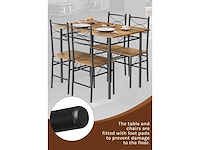 Tafel- en stoelenset voor 4 personen, rustiek bruin en zwart - afbeelding 7 van  10