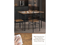 Tafel- en stoelenset voor 4 personen, rustiek bruin en zwart - afbeelding 8 van  10