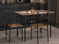 Tafel- en stoelenset voor 4 personen, rustiek bruin en zwart