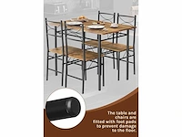 Tafel- en stoelenset voor 4 personen, rustiek bruin en zwart - afbeelding 6 van  8