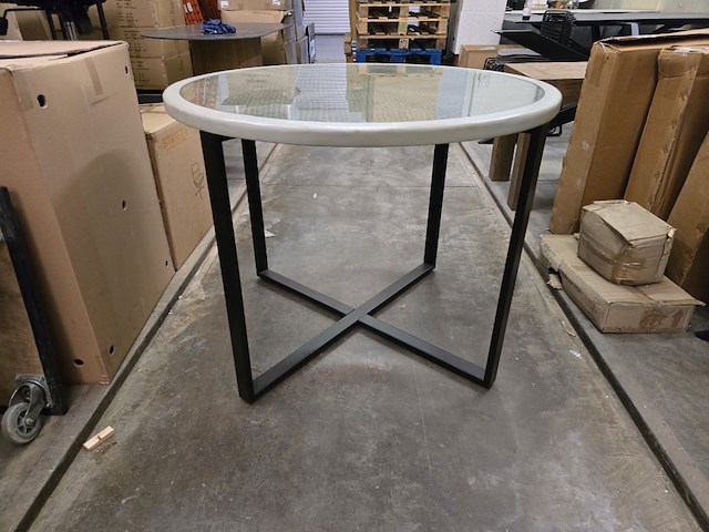 Tafel 100cm metalen poot met wooden top - afbeelding 2 van  6