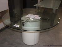 Tafel rond dia, 140cm glas/metaal/leder - afbeelding 1 van  1