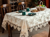 Tafelkleed beige 140*240cm jacquard - afbeelding 2 van  4