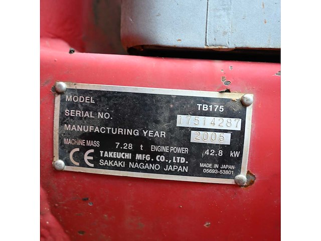 Takeuchi - 2006 - tb175 - rupsgraafmachine - afbeelding 11 van  22