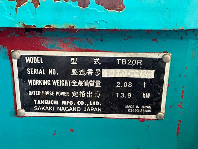 Takeuchi tb20r rupsgraafmachine - afbeelding 5 van  21