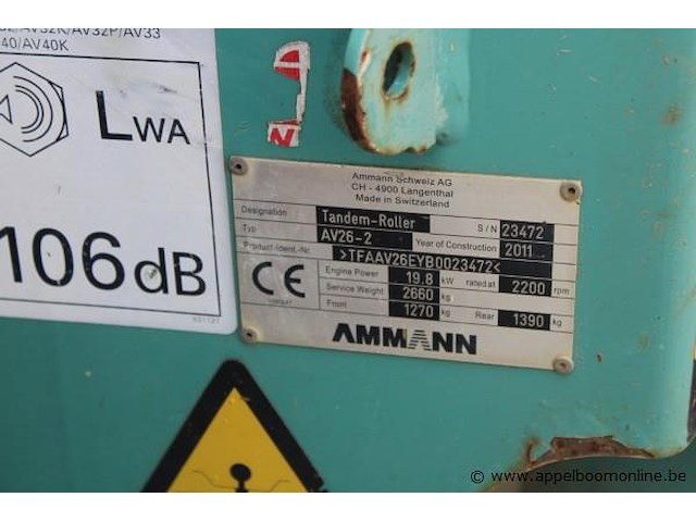 Tandemwals ammann av26-2, bj 2011, serienummer 23472 - afbeelding 3 van  5