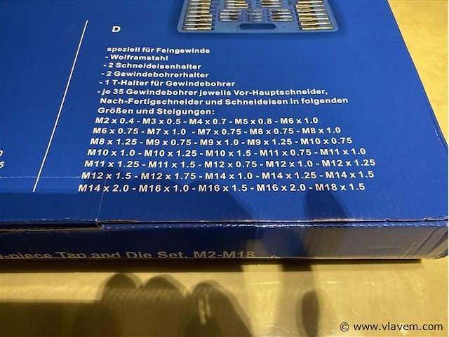 Tap en snij set 110-delig metrisch tungsten staal - afbeelding 8 van  8