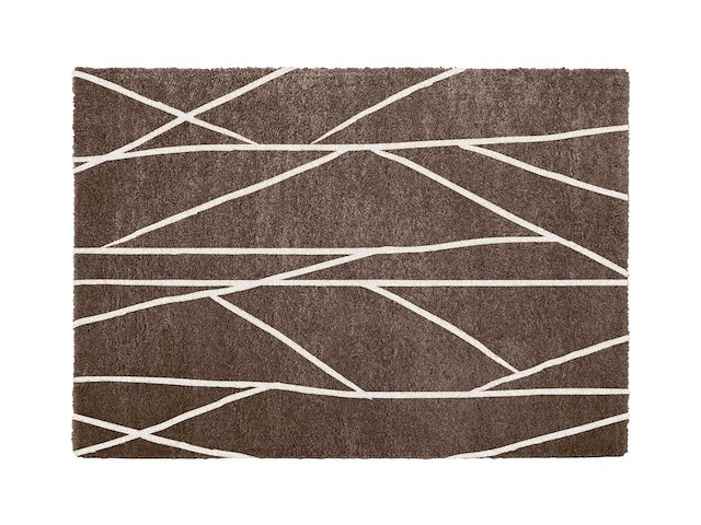 Tapis shaggy berbère lignes asymétriques - 160 x 230 cm - marron et blanc - afbeelding 2 van  4