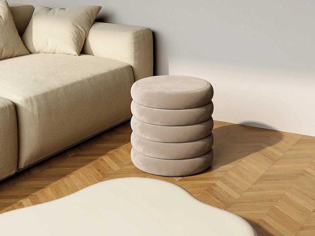 Taupe fluwelen pouf - afbeelding 1 van  3
