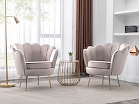 Taupe fluwelen schelpfauteuil van pascal morabito - afbeelding 1 van  8