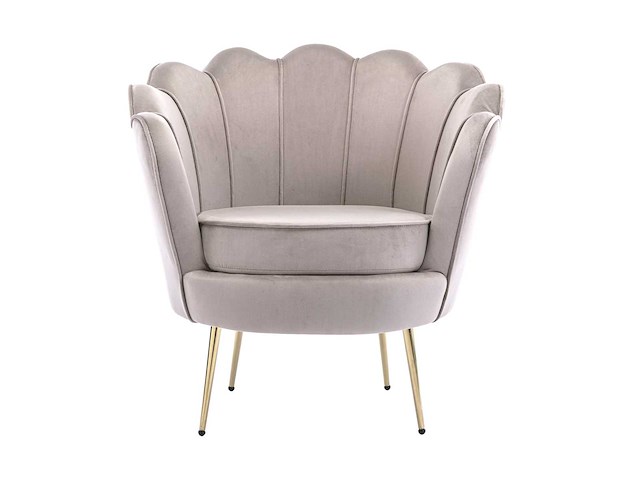 Taupe fluwelen schelpfauteuil van pascal morabito - afbeelding 2 van  8