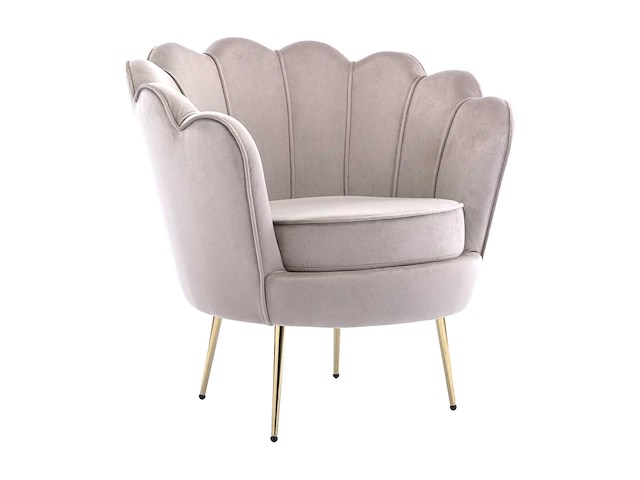Taupe fluwelen schelpfauteuil van pascal morabito - afbeelding 3 van  8