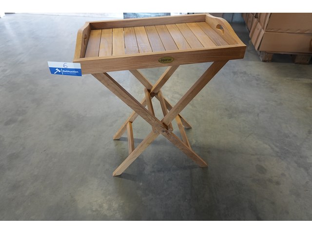 Teak plateau met plooibare staander, jeparas (gf119), lot van 2 - afbeelding 2 van  5